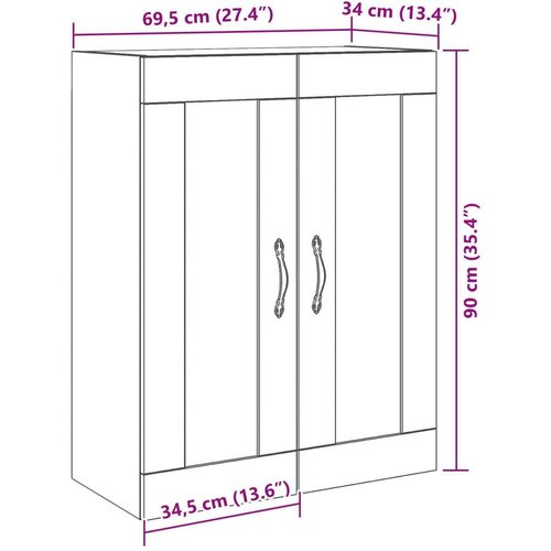  Zidni Ormar s Staklenim Vrata Crni Hrast 69 5x34x90 cm Slike