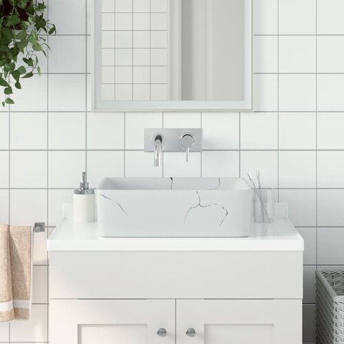 VidaXL Nadgradni umivaonik bijeli pravokutni 46x35 5x13 cm keramički Slike