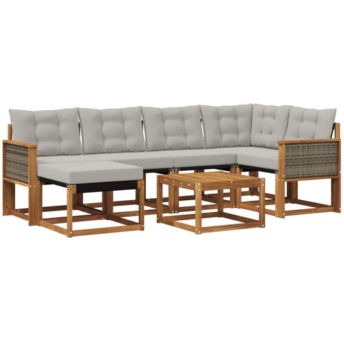 vidaXL Zunanja garnitura za sedenje 7 pcs Naravna in svetlo siva, (5000280434) Cene