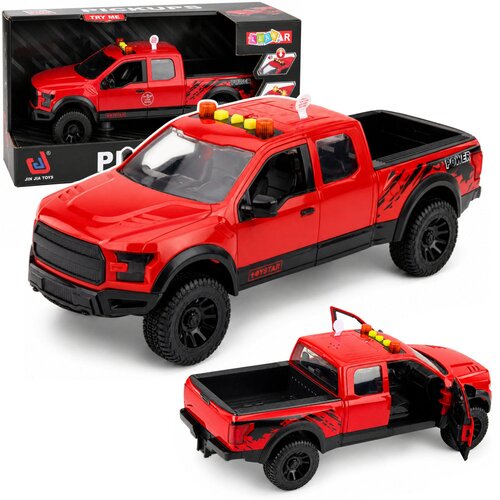 Pickup Truck Opening Doors Tail Lights Sounds Drive Red 1:12 Slike