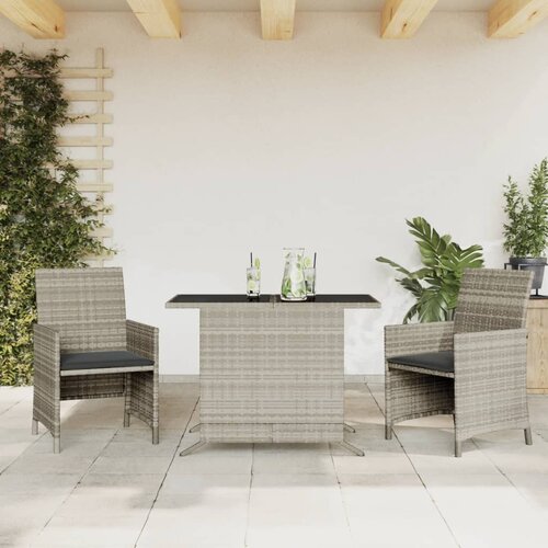 VidaXL 3-dijelni bistro set s jastucima svjetlosivi od poliratana Slike