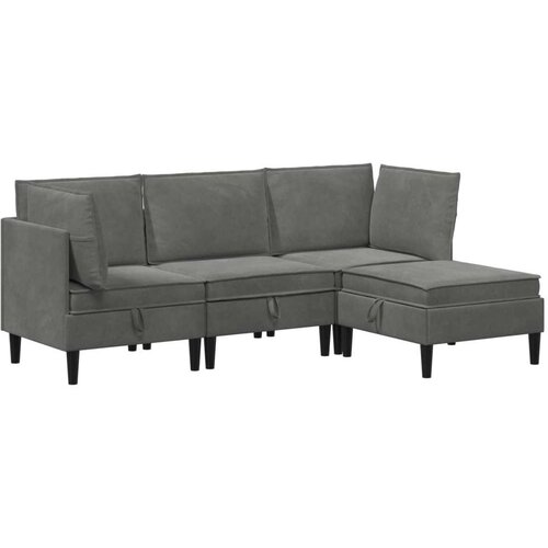  Set namje&amp;scaron;taja za dnevni boravak 4 pcs Tamnosiva Bar&amp;scaron;un - Tamnosiva 2x kutna + 1x srednja + 1x stolić Slike