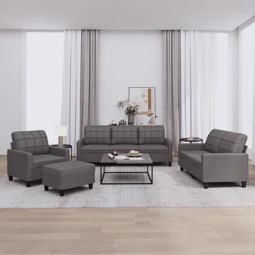 vidaXL 4-dijelni set sofa s jastucima sivi od umjetne kože Cijene