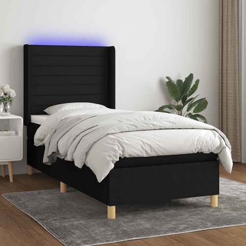  Krevet box spring s madracem LED crni 80 x 200 cm od tkanine Cene
