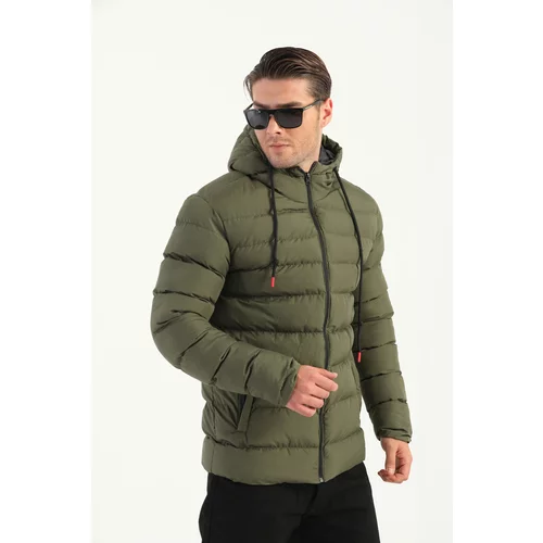 River Club Men's Khaki Lined Hooded Water and Windproof Puffer Winter Coat