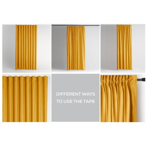 Restilo Žuta zavjesa za djelomično zamračenje od samta 140x270 cm Pleat &amp;ndash; Slike