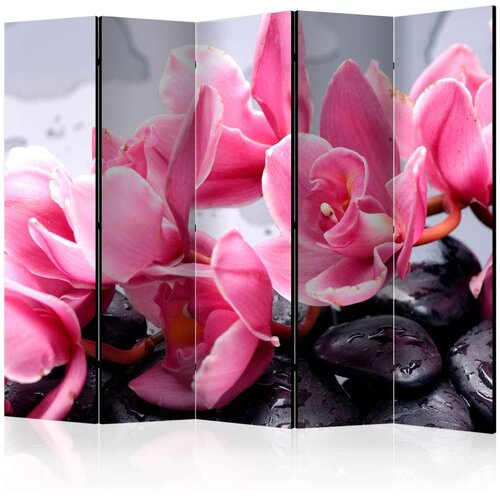 Paravan u 5 dijelova - Orchid flowers with zen stones II [Room Dividers] 225x172 Slike