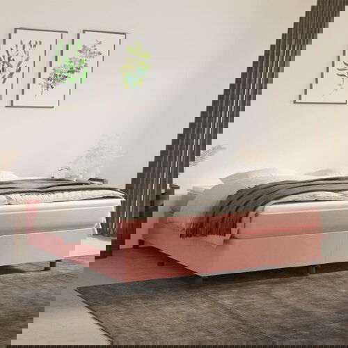 VidaXL Krevet s oprugama i madracem ružičasti 160x200 cm bar&amp;scaron;unasti Slike