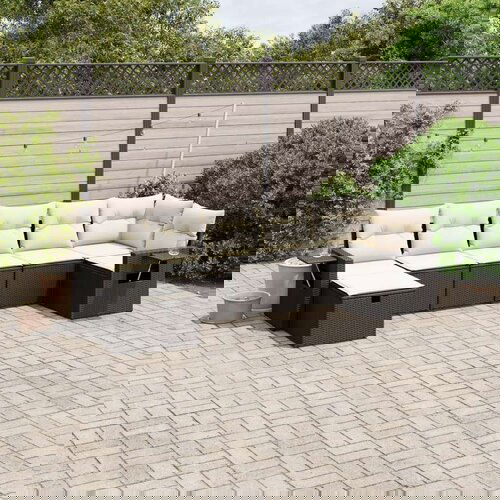  7-dijelni set vrtnih sofa od poliratana s jastucima crni Cijene