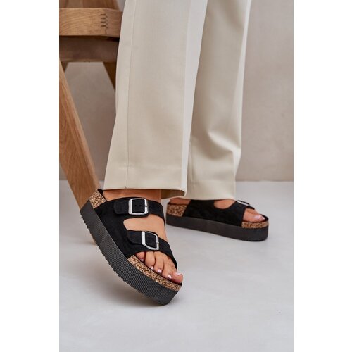 PE1 Women's sandals on a massive platform with buckles black Aramia Cene