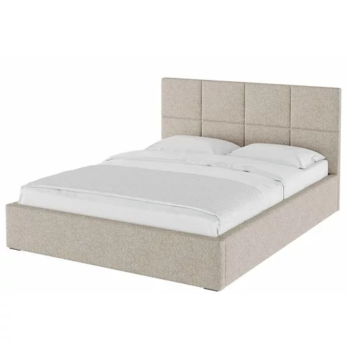 MESONICA Bež tapecirani bračni krevet s prostorom za odlaganje s podnicom 140x200 cm Bufo Bed –