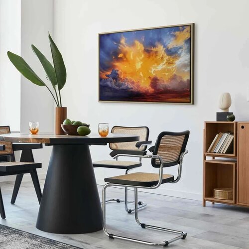  Slika - Beautiful Sunset - Clouds in Warm Shades 120x80 U prirodnom drvenom okviru Slike