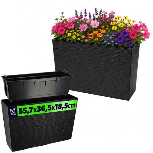 KADAX cvetlični lonec + vložek vrtno stojalo za rože visoko teraso črne barve 19x56 cm, (5000353119) Cene