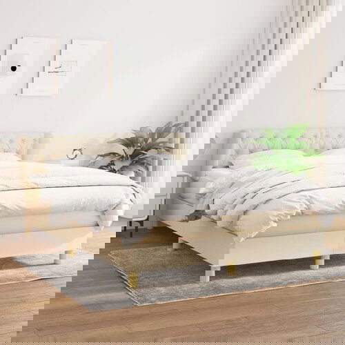 The Living Store Box spring postelja z vzmetnico krem 140x190 cm blago - Box Spring Postelja, (21513574) Cene