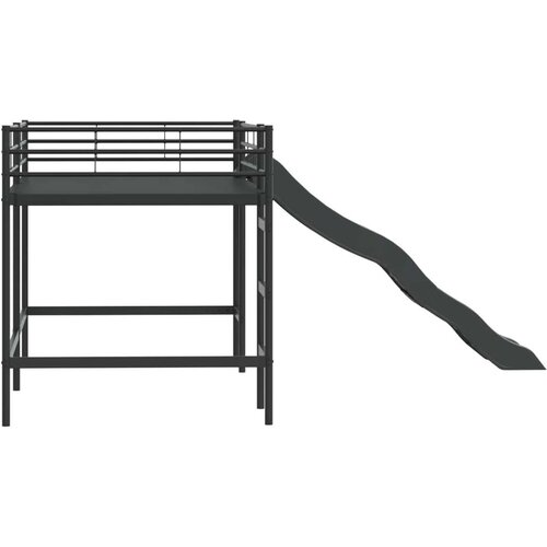  Krevet na kat za djecu s toboganom Crna i antracit Slike