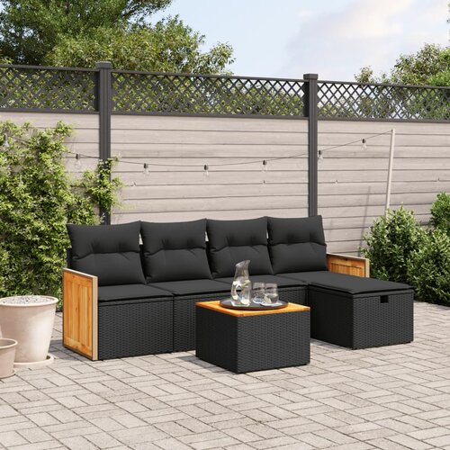 vidaXL 6-dijelni set vrtnih sofa s jastucima crni od poliratana Cijene