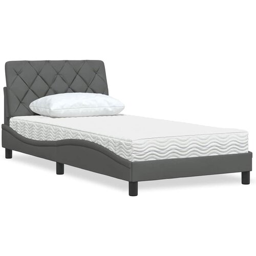 VidaXL Postelja z vzmetnico temno siva 100x200 cm blago Slike
