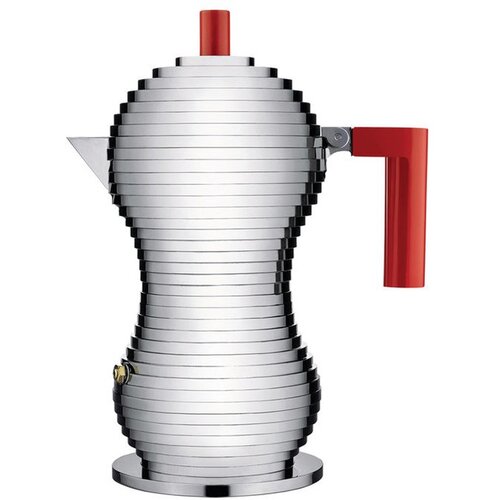 Alessi pulcina kafetiera espresso za 3 skodelice / rdeč ročaj / aluminij, (20455162) Cene