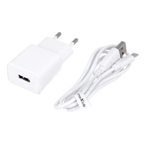  Hi&amp;scaron;ni polnilec Maxlife MXTC-01 2.1A + USB-C kabel - bel Slike