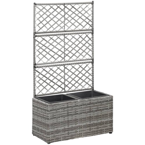 vidaXL Sadilica s rešetkom i 2 posude 58x30x107 cm od poliratana siva Cijene
