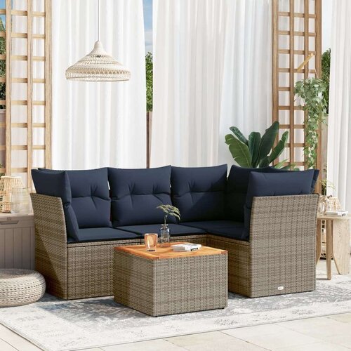  5-dijelni set vrtnih sofa od poliratana s jastucima sivi Cene
