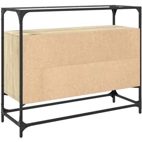  Komoda sa staklenom povr&amp;scaron;inom boja hrasta 98x35x81 cm drvena Slike