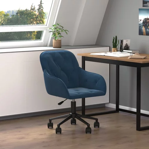 vidaXL Vrtljiv pisarniški stol moder žamet