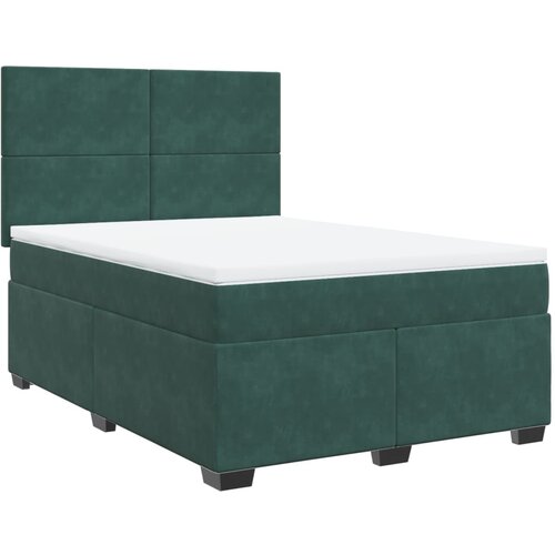 vidaXL Box spring postelja z vzmetnico temno zelena 140x200 cm žamet, (21305150) Cene
