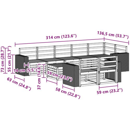  Set vanjskih sofa 9 kom. Prirodna Poliester Slike