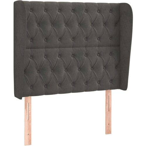  Vzglavje z u&amp;scaron;esi temno sivo 103x23x118/128 cm žamet, (20793071) Slike