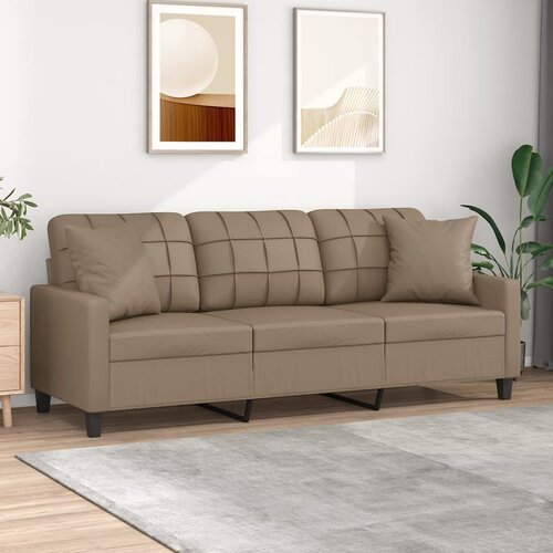 vidaXL Trosjed s ukrasnim jastucima cappuccino 180 cm od umjetne kože Cijene