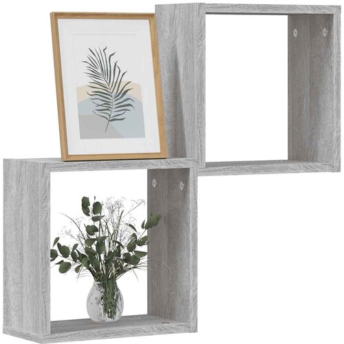vidaXL Stenske police kockaste 2 kosa sonoma sive 30x15x30 cm Cene