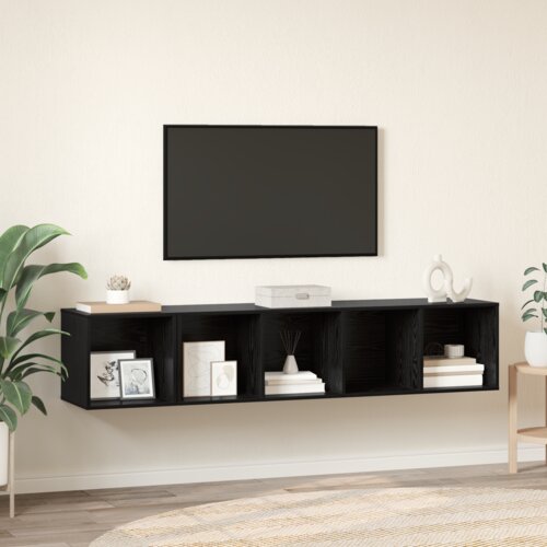 VidaXL Set TV omar 2 pcs Črni hrast 37 x 37 x 142.5 cm Konstruiran les Slike