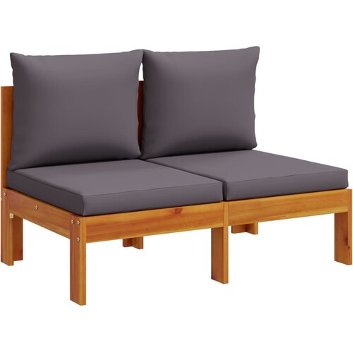  5-dijelna set vrtnih sofa od masivnog drva bagrema s jastucima Siva Slike