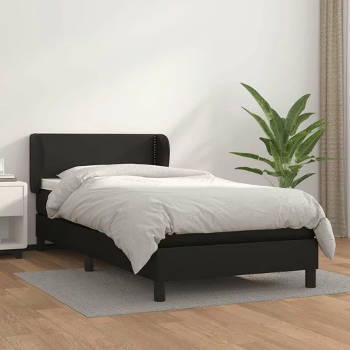  Box spring postelja z vzmetnico črn 90x190 cm umetno usnje, (20726342)