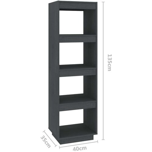 VidaXL knjižna omara za razdelitev prostora siva 40x35x135 cm borovina Slike