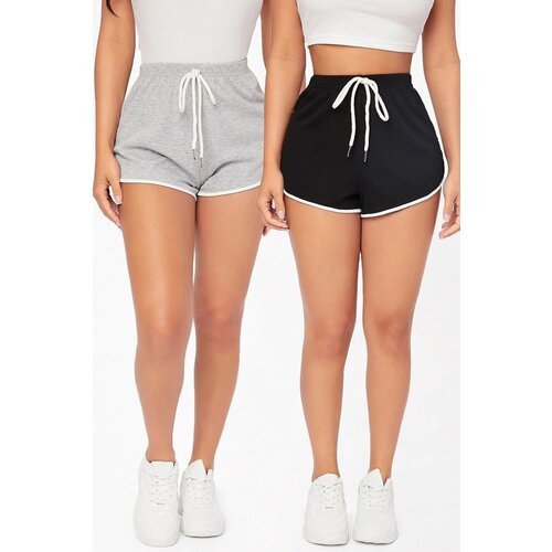 Dewberry 80189 2-Piece Set Women Mini Shorts-GREY-BLACK Cijene