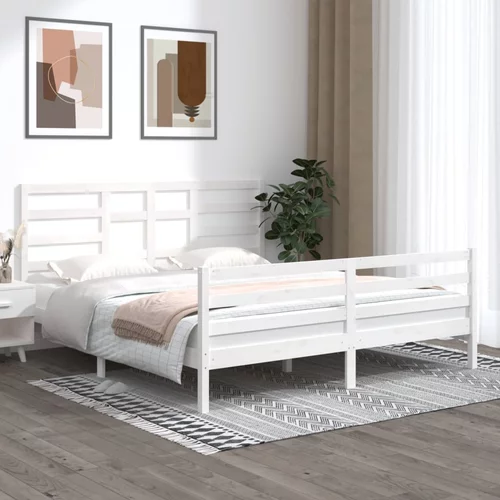  za krevet od masivnog drva bijeli 180 x 200 cm 6FT veliki