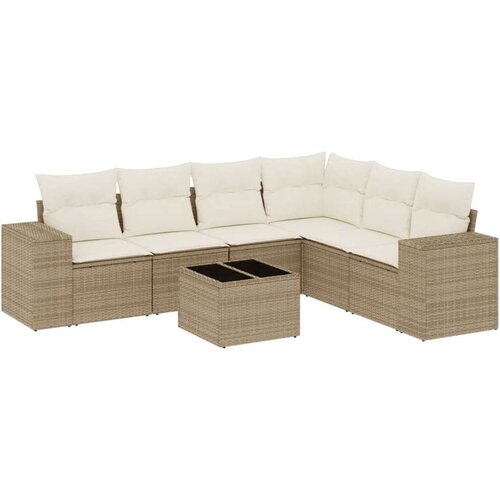 VidaXL 7-dijelni set vrtnih sofa od poliratana s jastucima bež Slike
