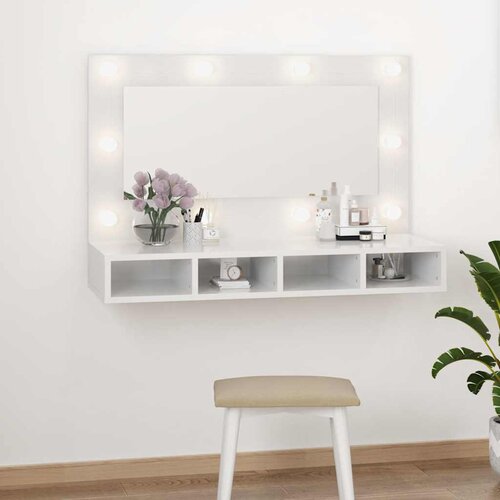 Ormarić s ogledalom LED svjetlima sjajni bijeli 90x31,5x62 cm Cijene