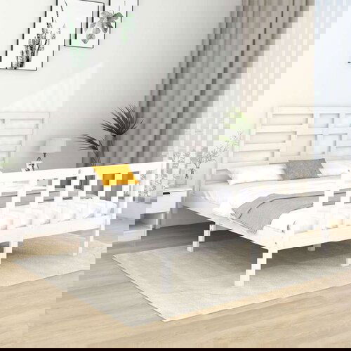 Posteljni okvir bel iz trdnega lesa 120x190 cm 4FT, (20685026) Slike