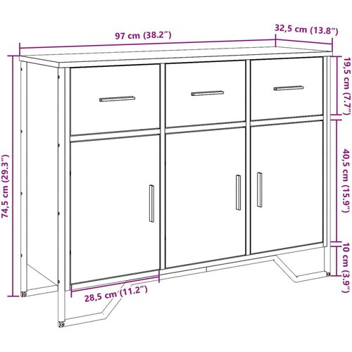 VidaXL Komoda sonoma hrast 97x32,5x74,5 cm inženirski les Slike