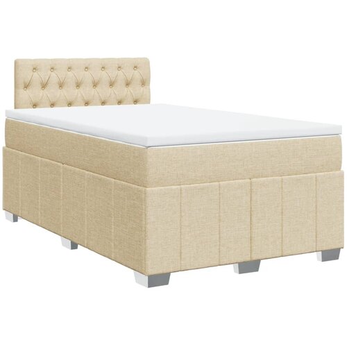 vidaXL Box spring postelja z vzmetnico krem 120x200 cm blago, (21307470) Cene