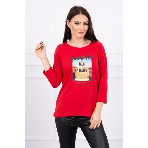 Kesi Blouse with Summer car print red Slike