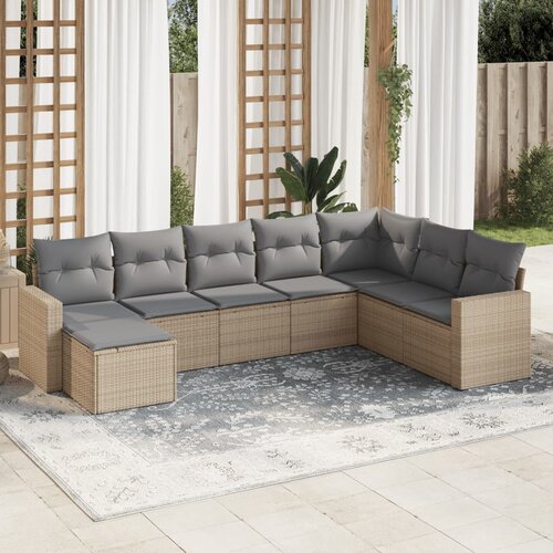 vidaXL 8-dijelni set vrtnih sofa od poliratana s jastucima bež Cijene