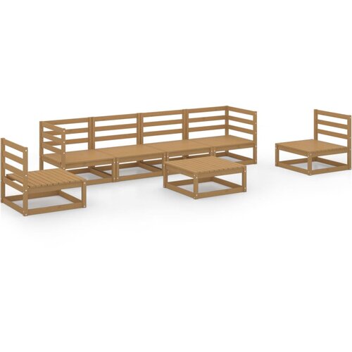 Maison Chic Seti vrtnega pohištva - Vrtna garnitura - Vrtni pohištvo set 7-delna medeno rjava trdna borovina, (21806089) Cene