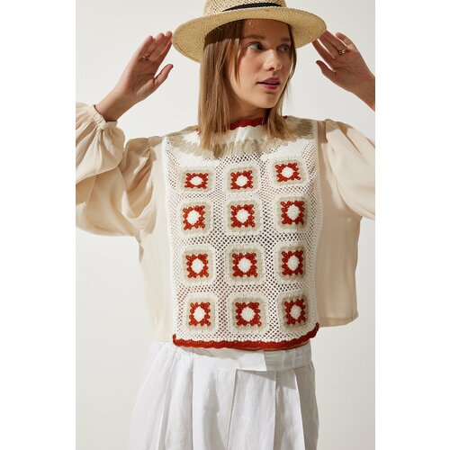 Happiness İstanbul Women's Cream Embroidered Woven Blouse Cene