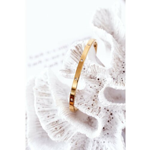 Kesi Steel Bracelet With Cubic Zirconia Gold Cene