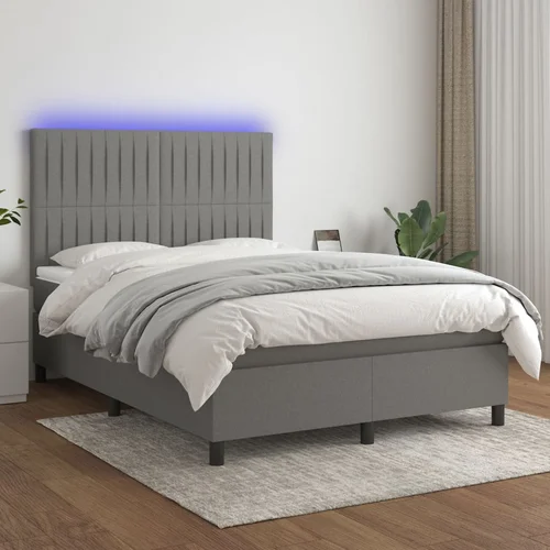  The Living Store Box spring postelja z vzmetnico LED temno siva 140x190 cm blago - Box Spring Postelja, (21448644)