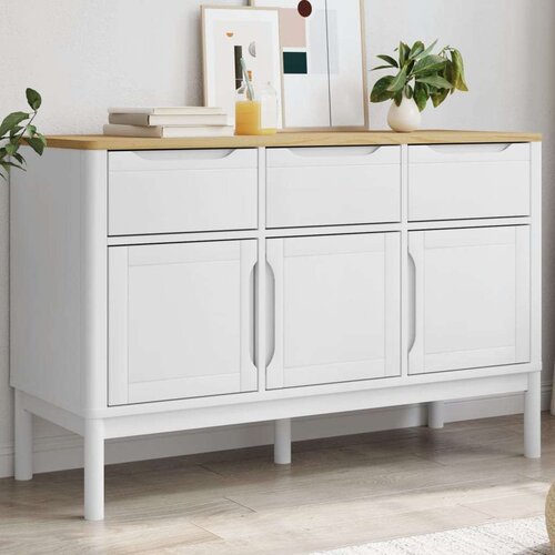 VidaXL Komoda FLORO bijela 114 x 43 x 74 cm od masivne borovine Slike